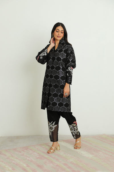 twenty nine mw cherry blossom cuff sleeves jacket black fusion indian designer wear online shopping melange singapore