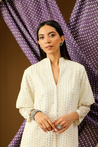 twenty nine mw cherry blossom cuff sleeves jacket cream fusion indian designer wear online shopping melange singapore