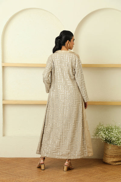 twenty nine mirrorwork bell bottoms beige fusion indian designer wear online shopping melange singapore