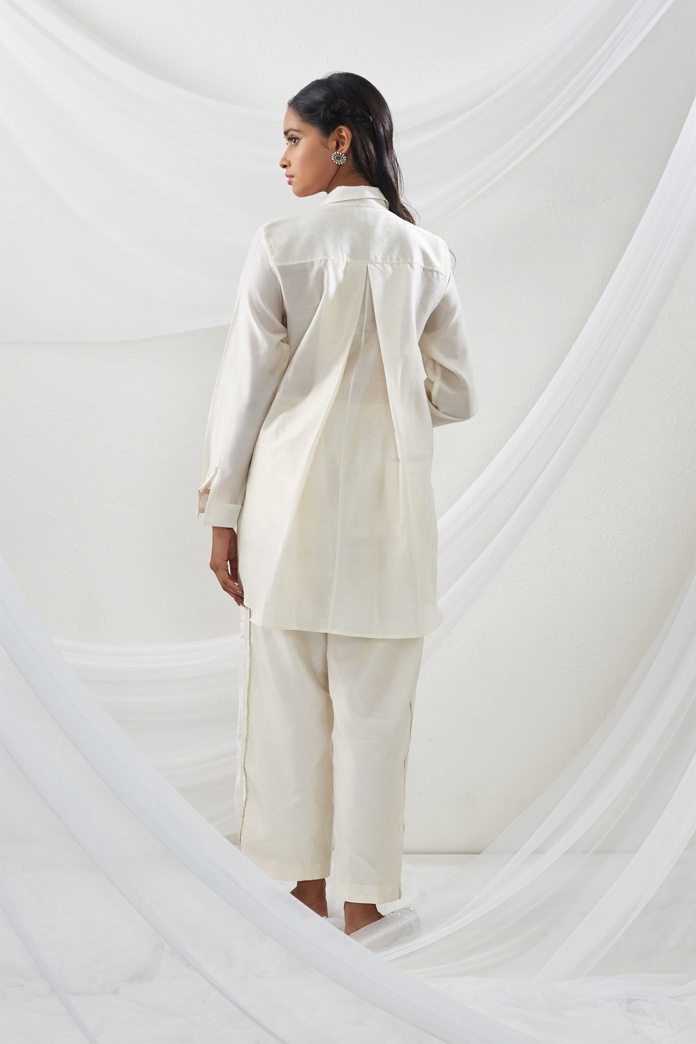 twenty nine Mirrorwork Panel Shirt With Pant white  fusion indian designer wear online shopping melange singapore
