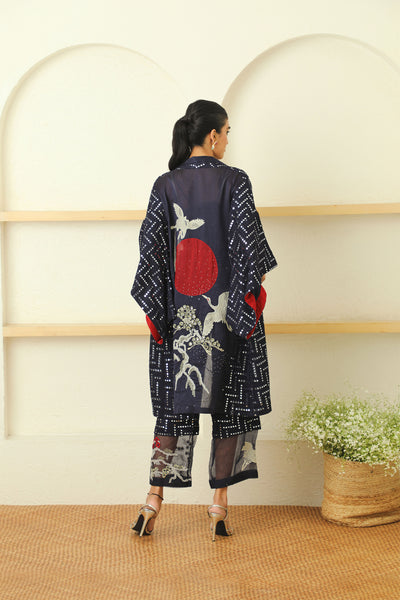 twenty nine mirrorwork pant with layered embroidered organza fusion indian designer wear online shopping melange singapore