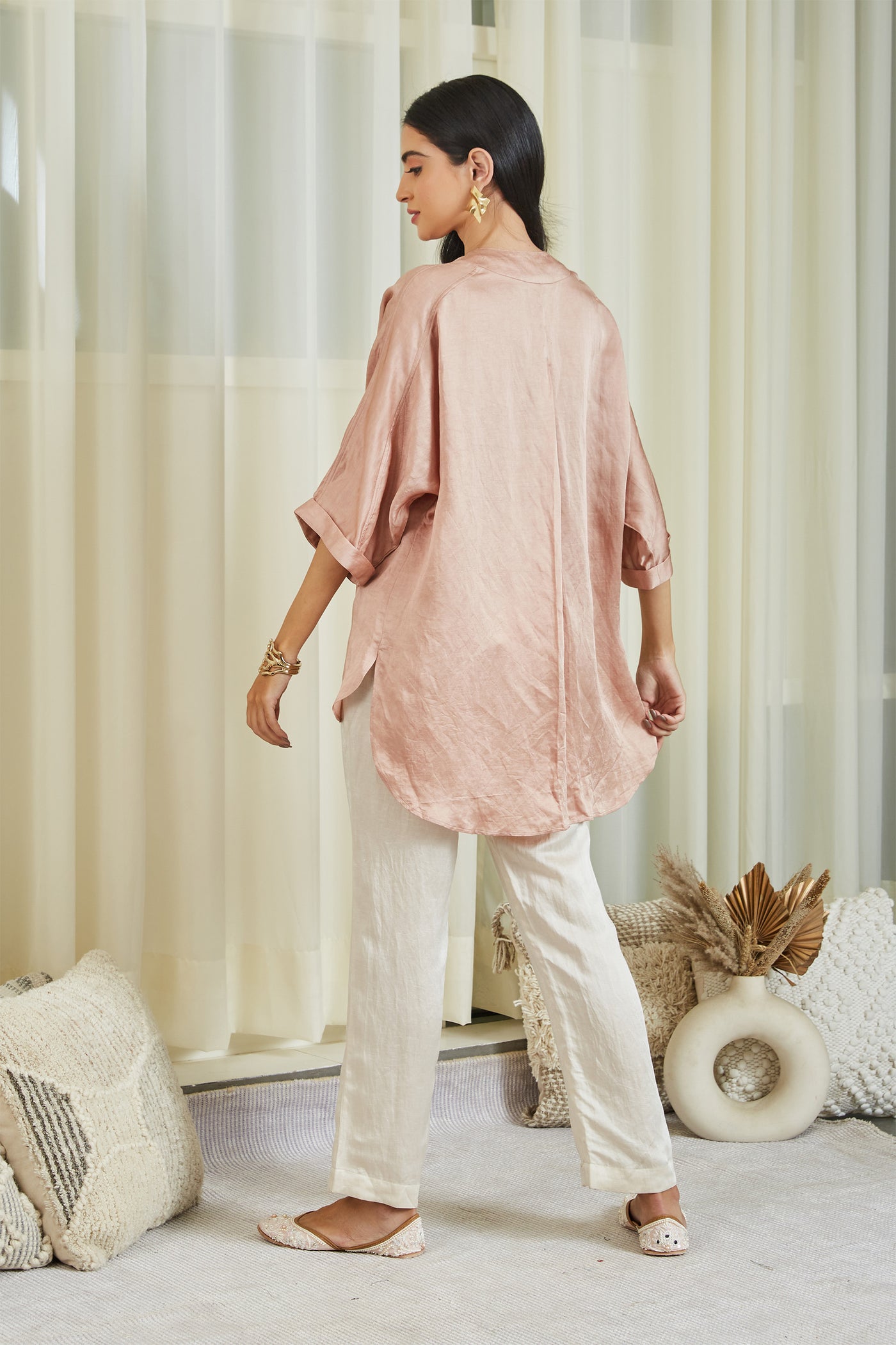 twenty nine Oversize Shirt With Pants peach  fusion indian designer wear online shopping melange singapore