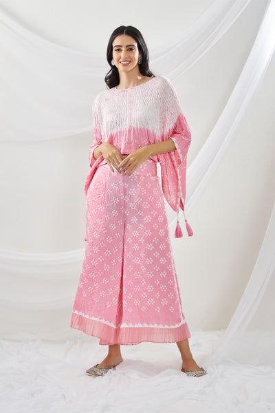 twenty nine  Shibori Bandhani Co-ord Pant Set baby pink fusion indian designer wear online shopping melange singapore