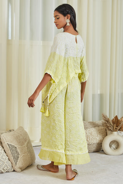 twenty nine Shibori Bandhani Co-ord Pant Set lime yellow fusion indian designer wear online shopping melange singapore