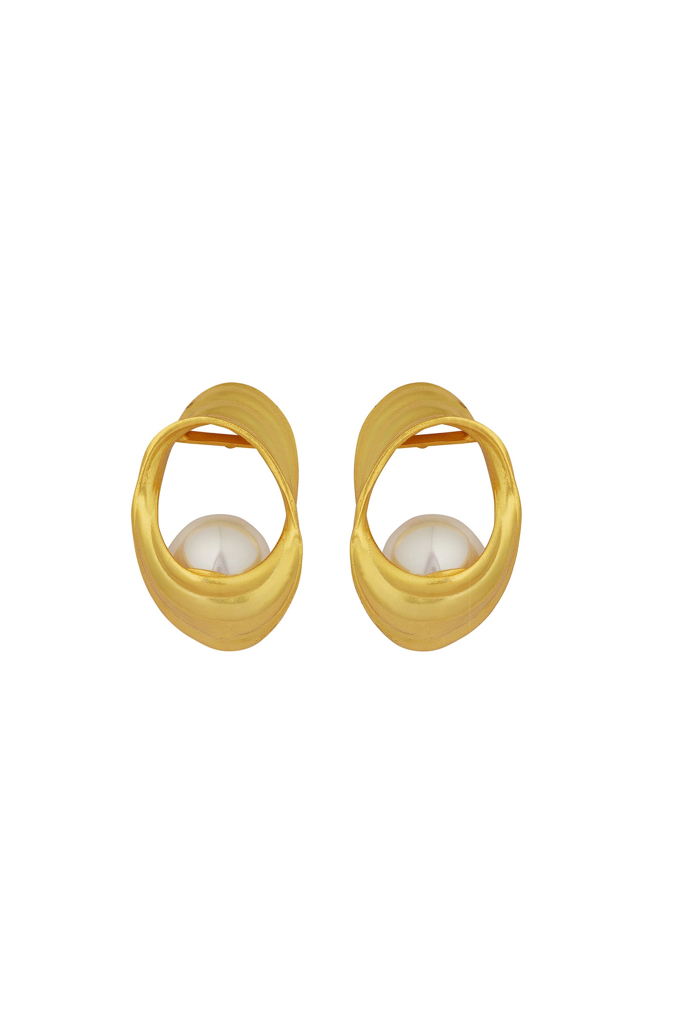 Zariin 22Kt Gold Plated Brass White Shell Pearl Glam & Party Wear Studs Earrings white gold fashion jewellery indian designer wear online shopping melange singapore