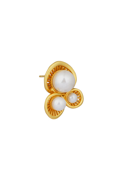 Zariin 22Kt Gold Plated Brass White Shell Pearl Glam & Party Wear Studs Earrings gold white fashion jewellery indian designer wear online shopping melange singapore