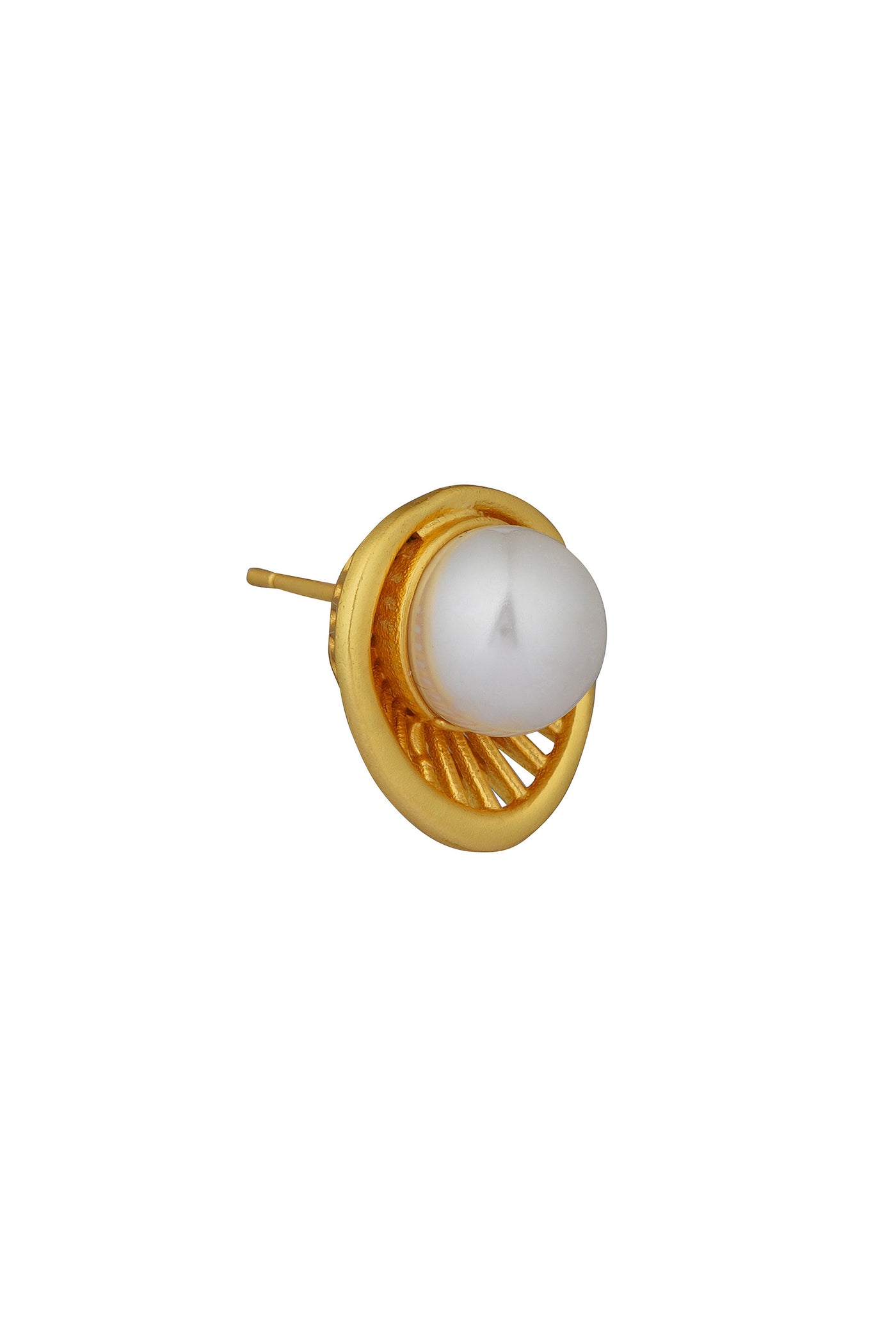 Zariin 22Kt Gold Plated Brass White Shell Pearl Glam & Party Wear Studs Earrings gold white fashion jewellery indian designer wear online shopping melange singapore