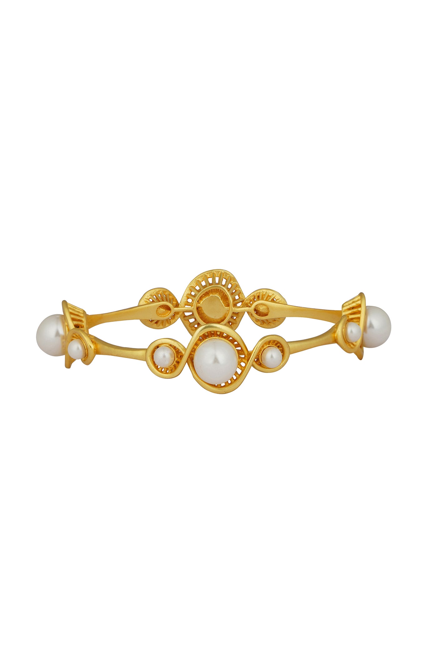 Zariin 22Kt Gold Plated White Shell Pearl Bangle gold white fashion jewellery indian designer wear online shopping melange singapore