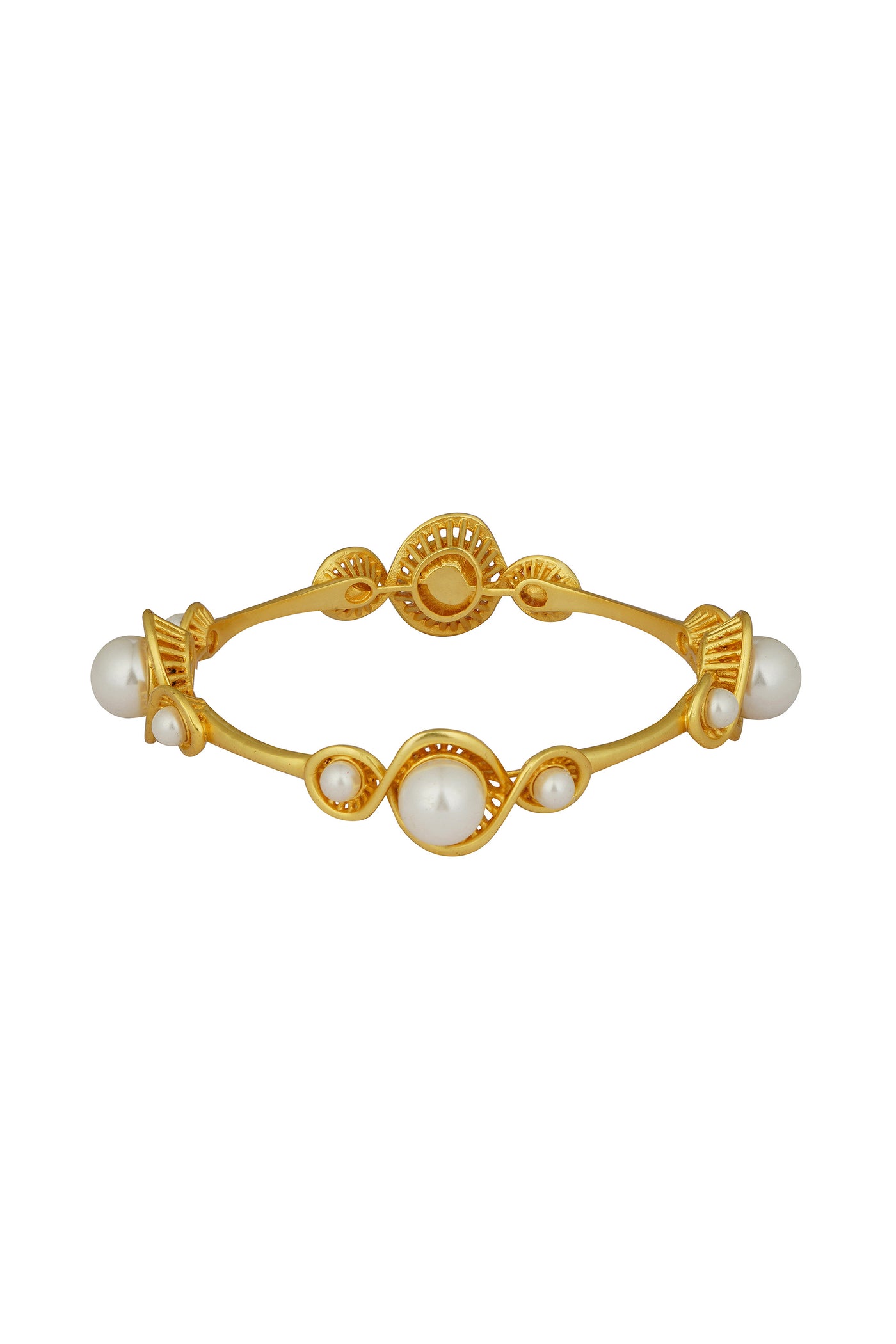 Zariin 22Kt Gold Plated White Shell Pearl Bangle gold white fashion jewellery indian designer wear online shopping melange singapore