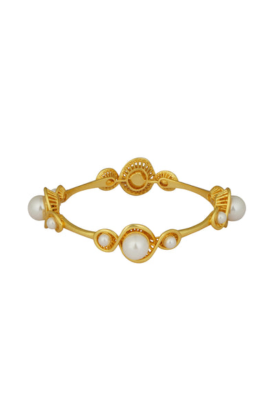 Zariin 22Kt Gold Plated White Shell Pearl Bangle gold white fashion jewellery indian designer wear online shopping melange singapore