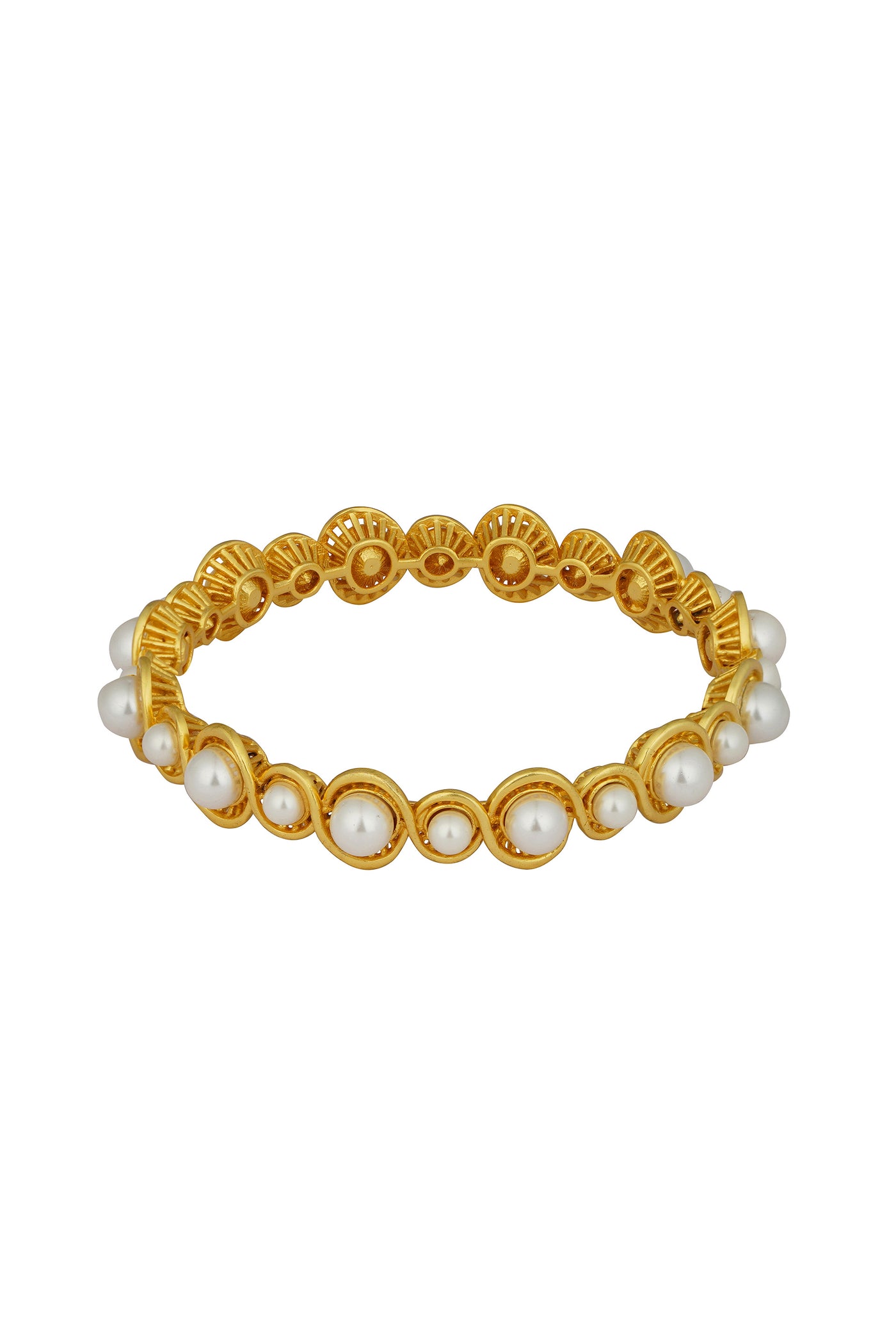 Zariin 22Kt Gold Plated White Shell Pearl Bangle white gold fashion jewellery indian designer wear online shopping melange singapore