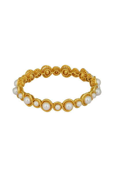 Zariin 22Kt Gold Plated White Shell Pearl Bangle white gold fashion jewellery indian designer wear online shopping melange singapore