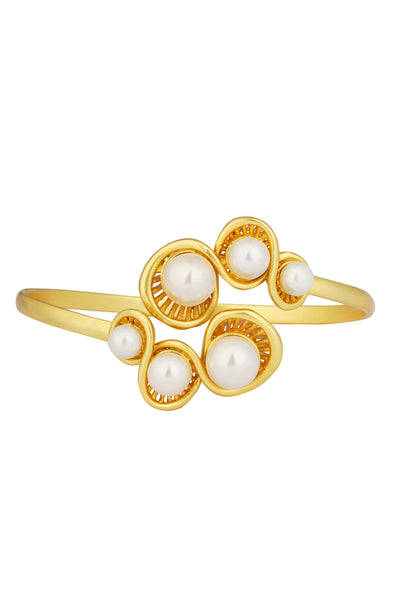 Zariin 22Kt Gold Plated White Shell Pearl Cuff Bangle gold white fashion jewellery indian designer wear online shopping melange singapore